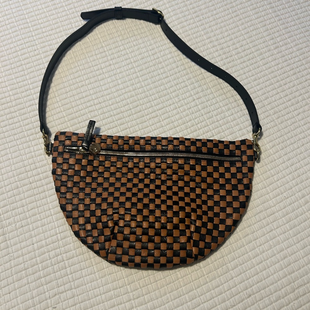 Clare V Checkered Black and Brown Grande Fanny